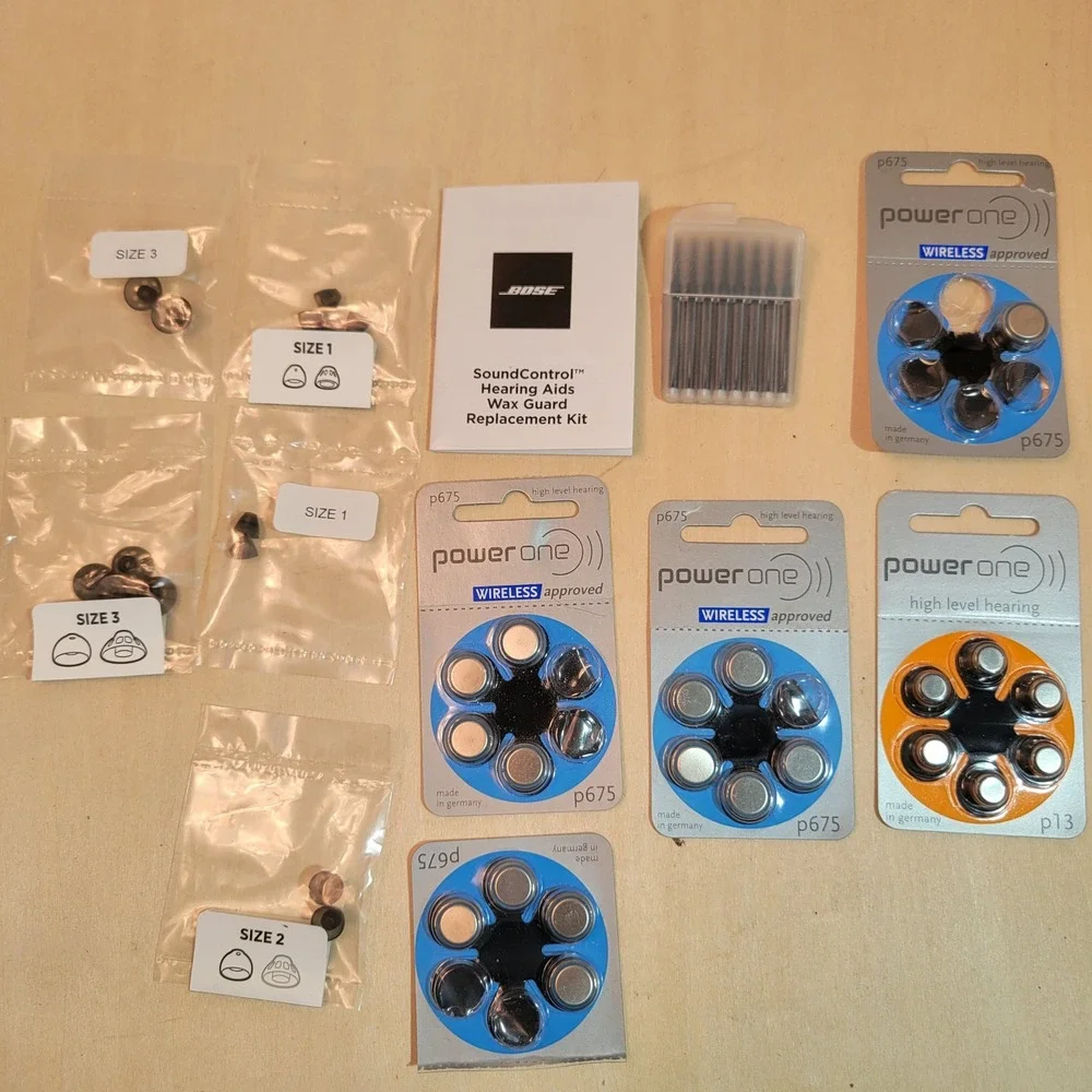 Power One Hearing Aid Batteries‎ P675 Wireless & Bose Wax Guards Replacement Kit